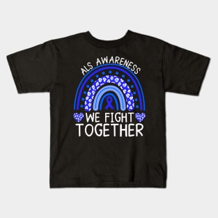 Als Awareness Rainbow We Fight Together Kids T-Shirt